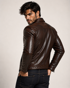 Vintage Cognac Sheep Leather Moto Jacket
