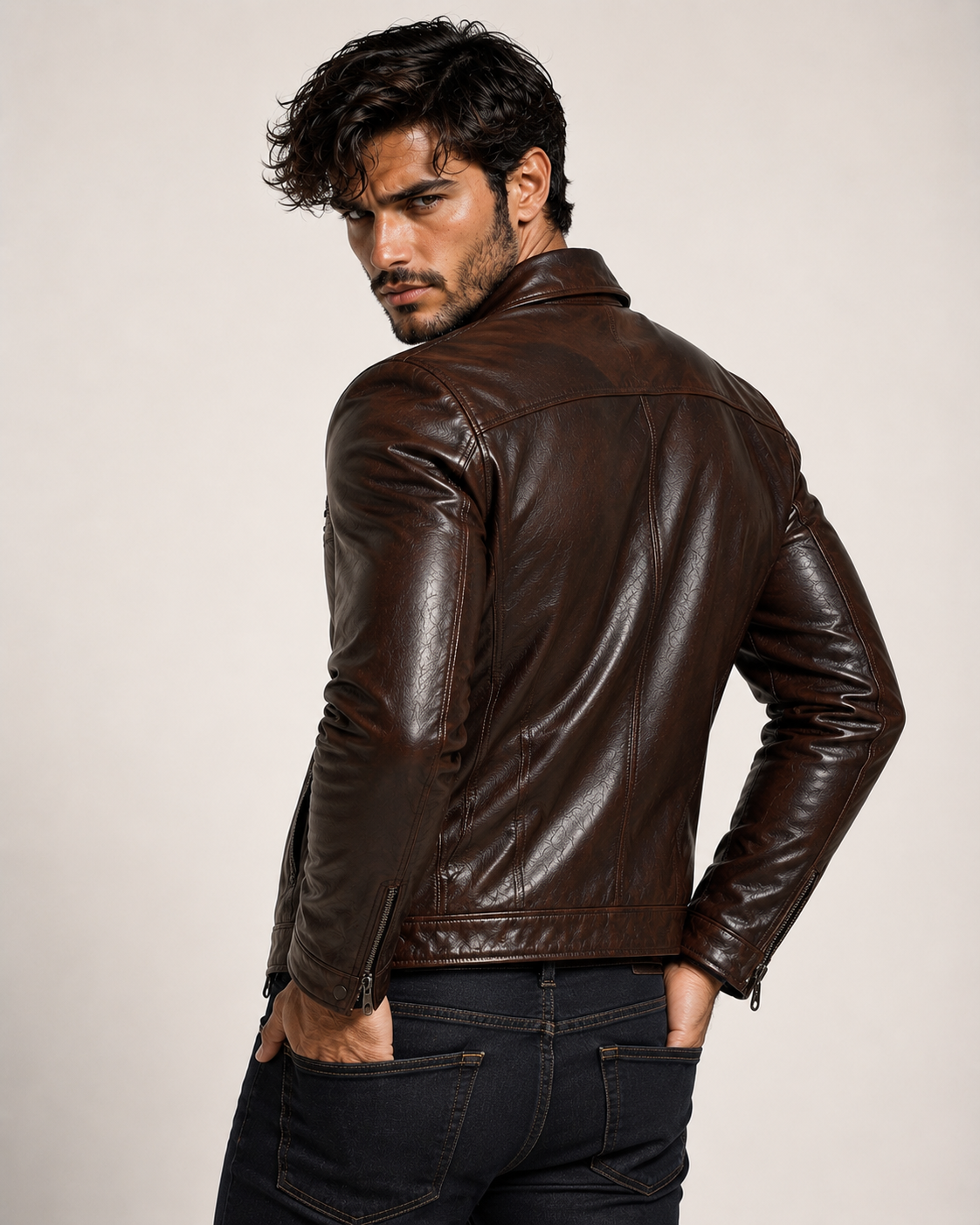 Vintage Cognac Sheep Leather Moto Jacket