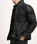 Vault Black Suede Leather Jacket for Men