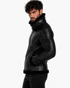 Shadow Sentinel Black Leather Aviator Jacket