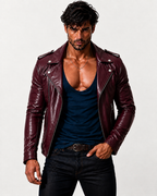 The VEYN Brown Sheepskin Moto Jacket | Daaran – flat lay view