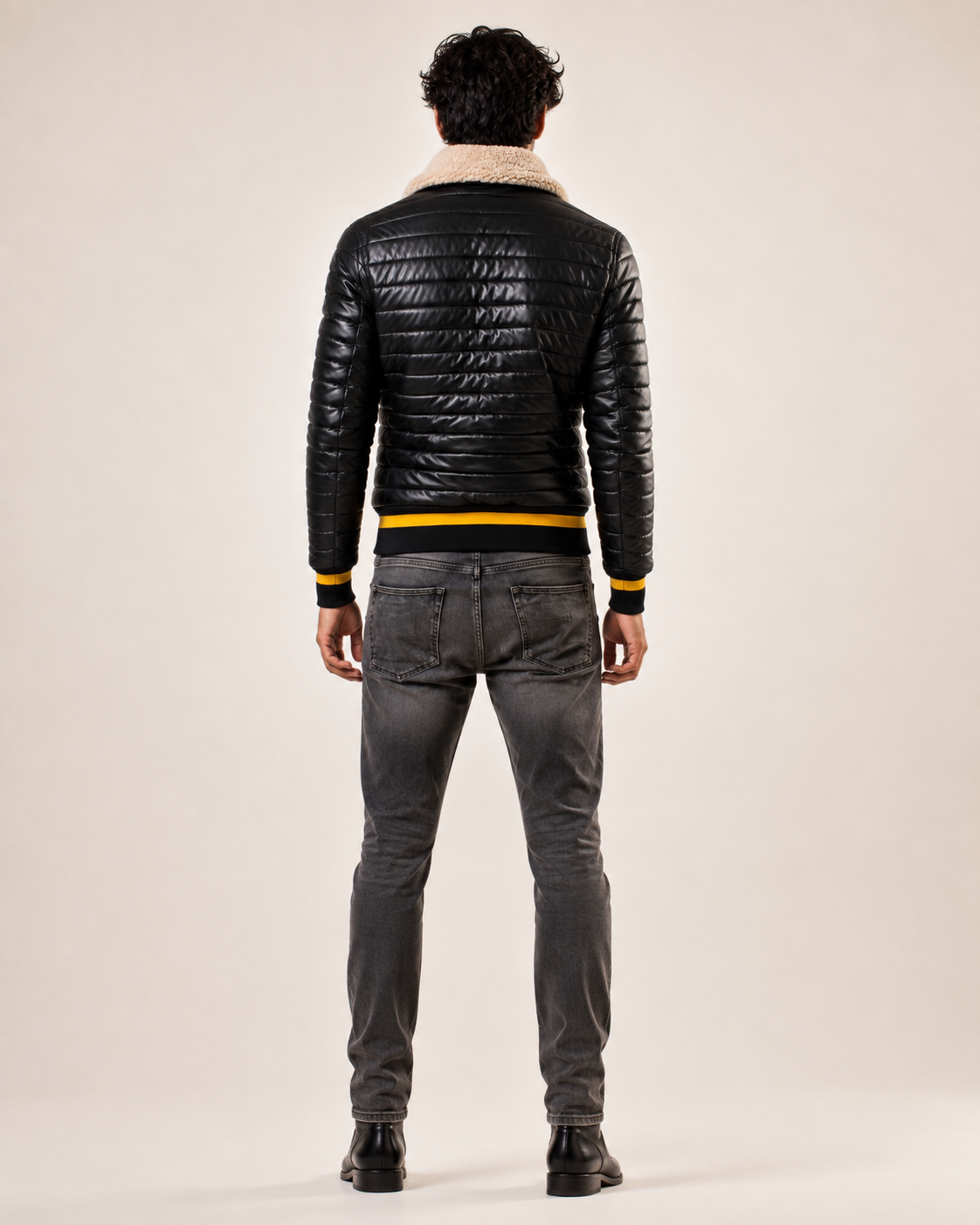 StormFlight Black Leather Bomber Jacket