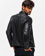 Raven Black Leather Biker Jacket
