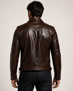 Vintage Cognac Sheep Leather Moto Jacket