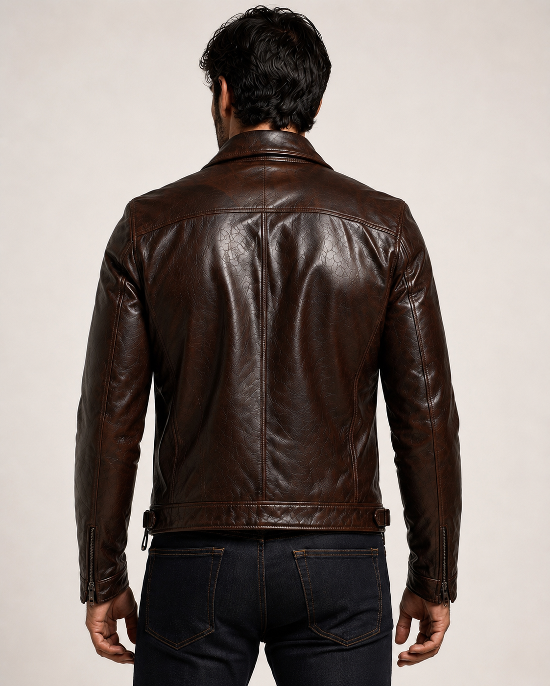Vintage Cognac Sheep Leather Moto Jacket