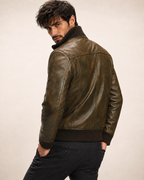 Vintage Brown Leather Bomber Jacket – Daaran Ravvion