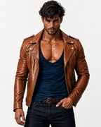 The VEYN Brown Sheepskin Moto Jacket | Daaran – sleeve and cuff detail