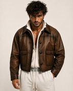 Urban Ember Brown Leather Bomber Jacket