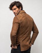 Caramel Brown Suede Blazer - Men's Tailored Sport Coat