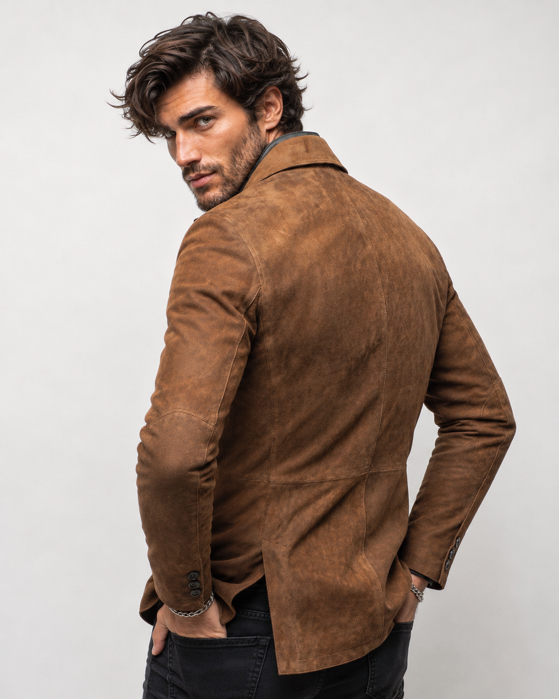 Caramel Brown Suede Blazer - Men's Tailored Sport Coat