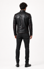 Shadow Blaze Black Leather Biker Jacket