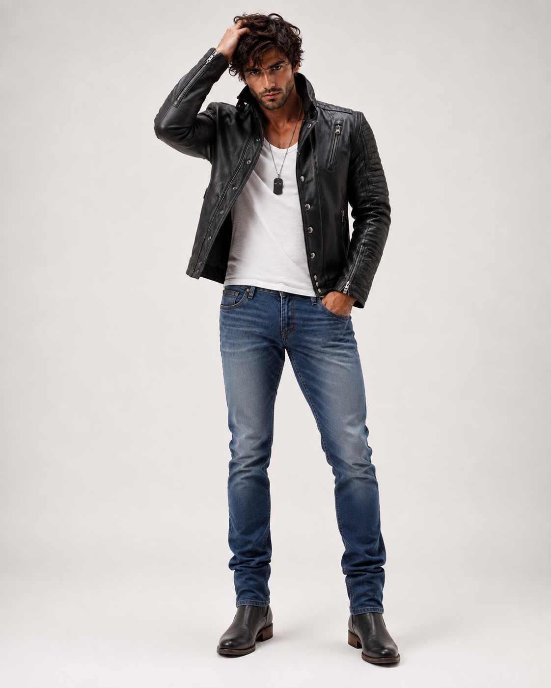 Urban Valor Black Leather Biker Jacket