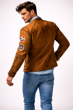 Daxton 78 Distressed Tan Suede Moto Jacket