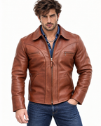 Royce Chestnut Brown Leather Jacket