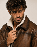 Urban Ember Brown Leather Bomber Jacket