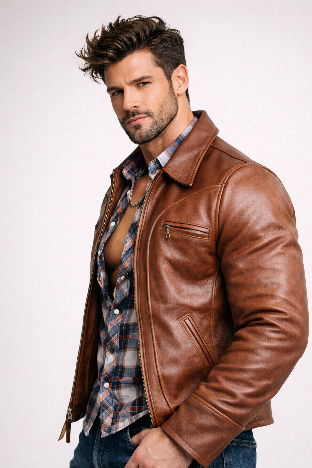 Royce Chestnut Brown Leather Jacket
