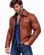 Royce Chestnut Brown Leather Jacket