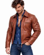 Royce Chestnut Brown Leather Jacket