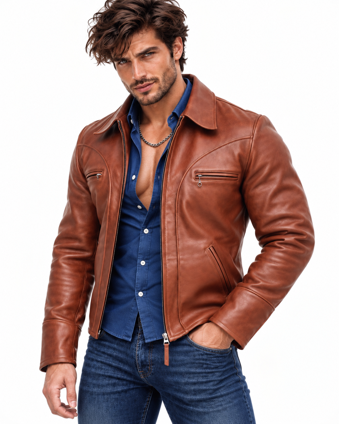 Royce Chestnut Brown Leather Jacket