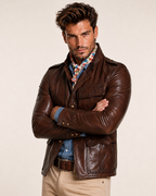 Brown Genuine Sheep Leather Jacket for Men - Daaran Wanderer