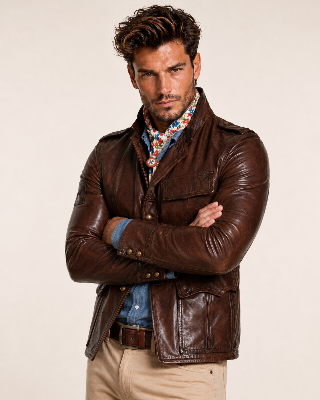 Brown Genuine Sheep Leather Jacket for Men - Daaran Wanderer