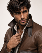 Ashborne Brown Leather Bomber Jacket