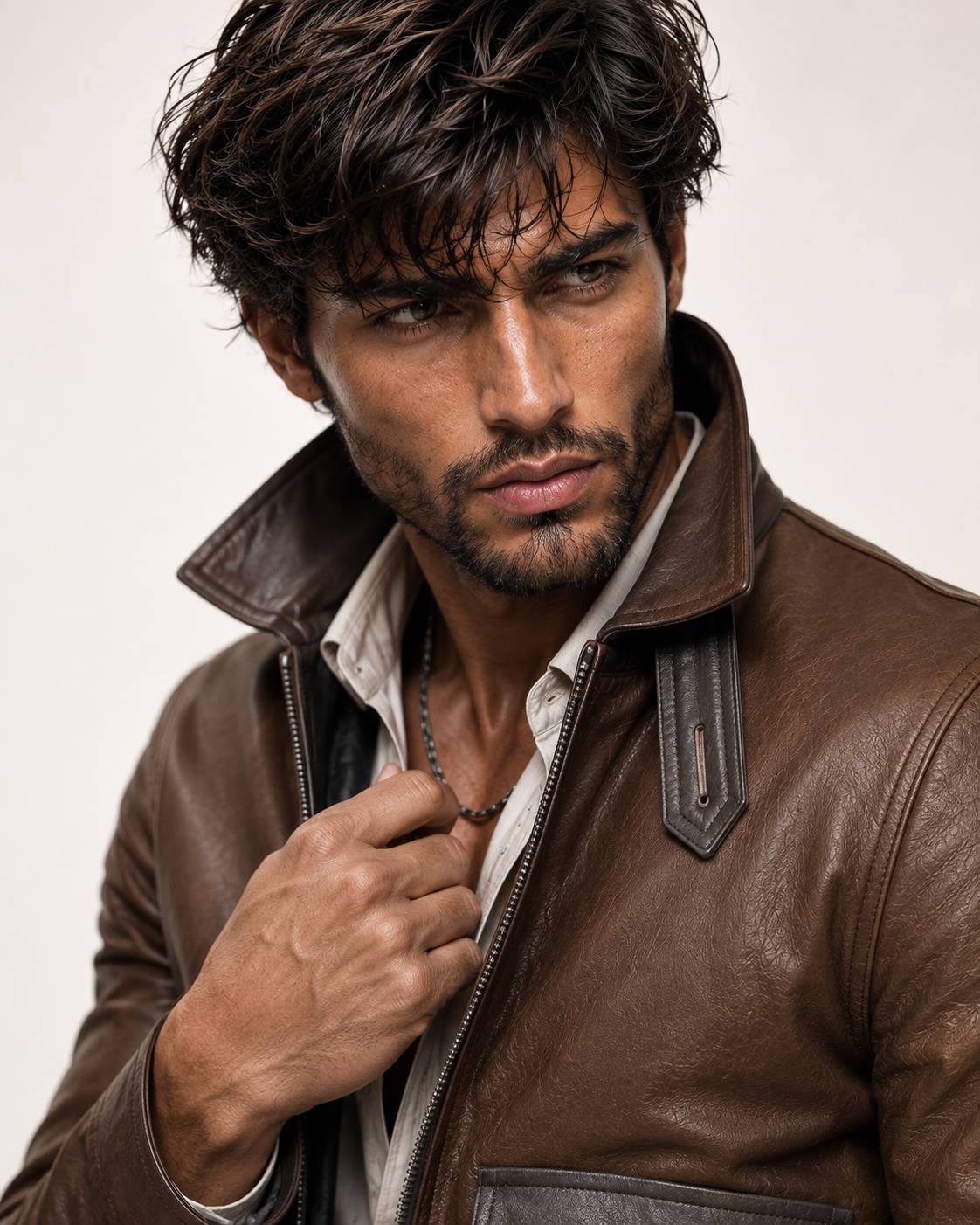 Ashborne Brown Leather Bomber Jacket
