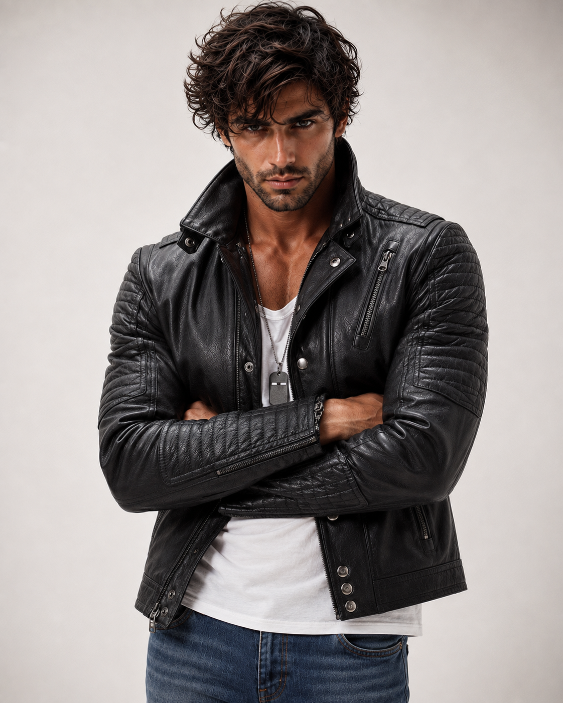 Urban Valor Black Leather Biker Jacket