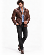 Roadsmith Brown Leather Bomber Jacket
