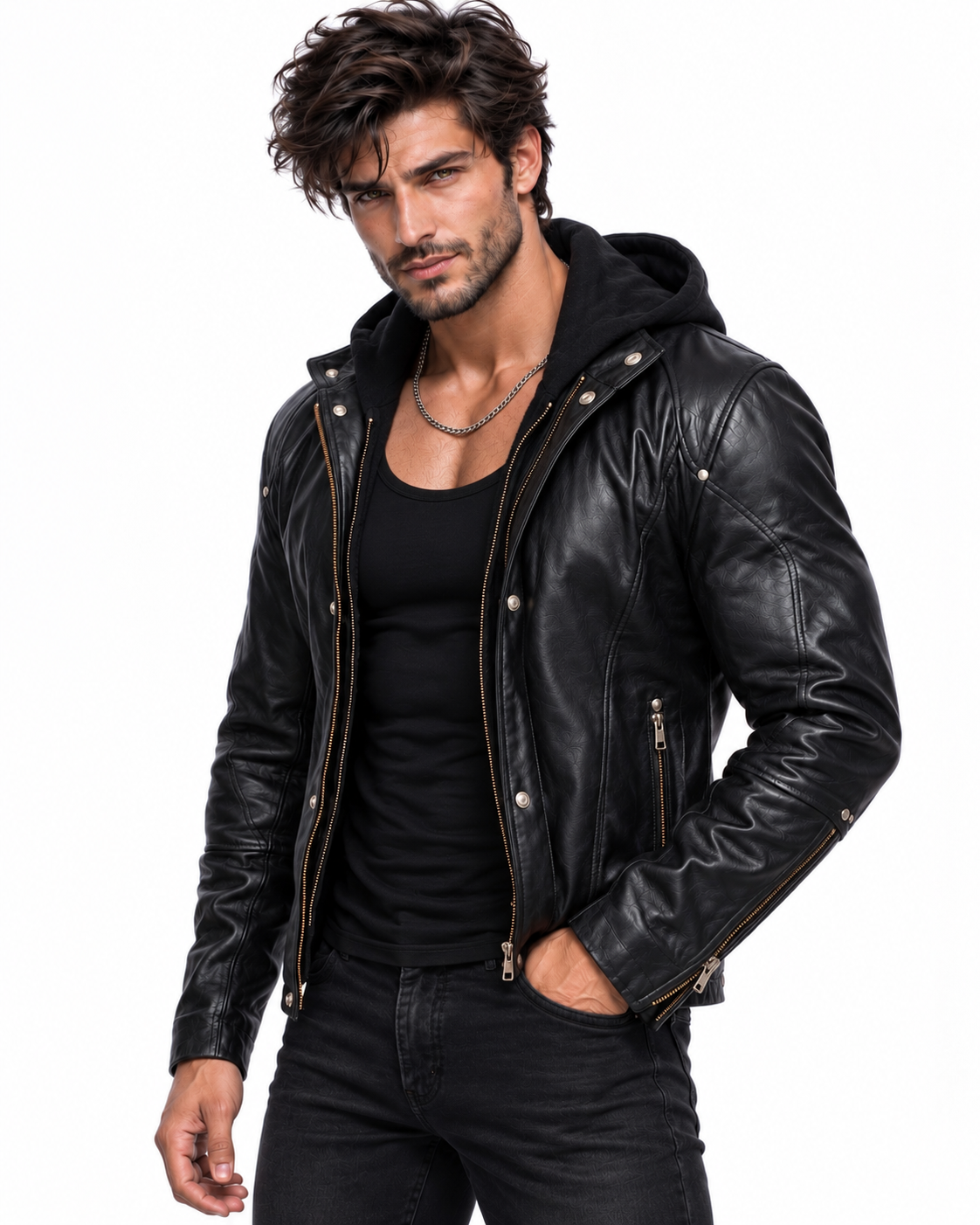 Midnight Rider Black Leather Moto Jacket