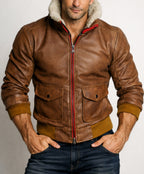 Aviator Valor Brown Suede Bomber Leather Jacket