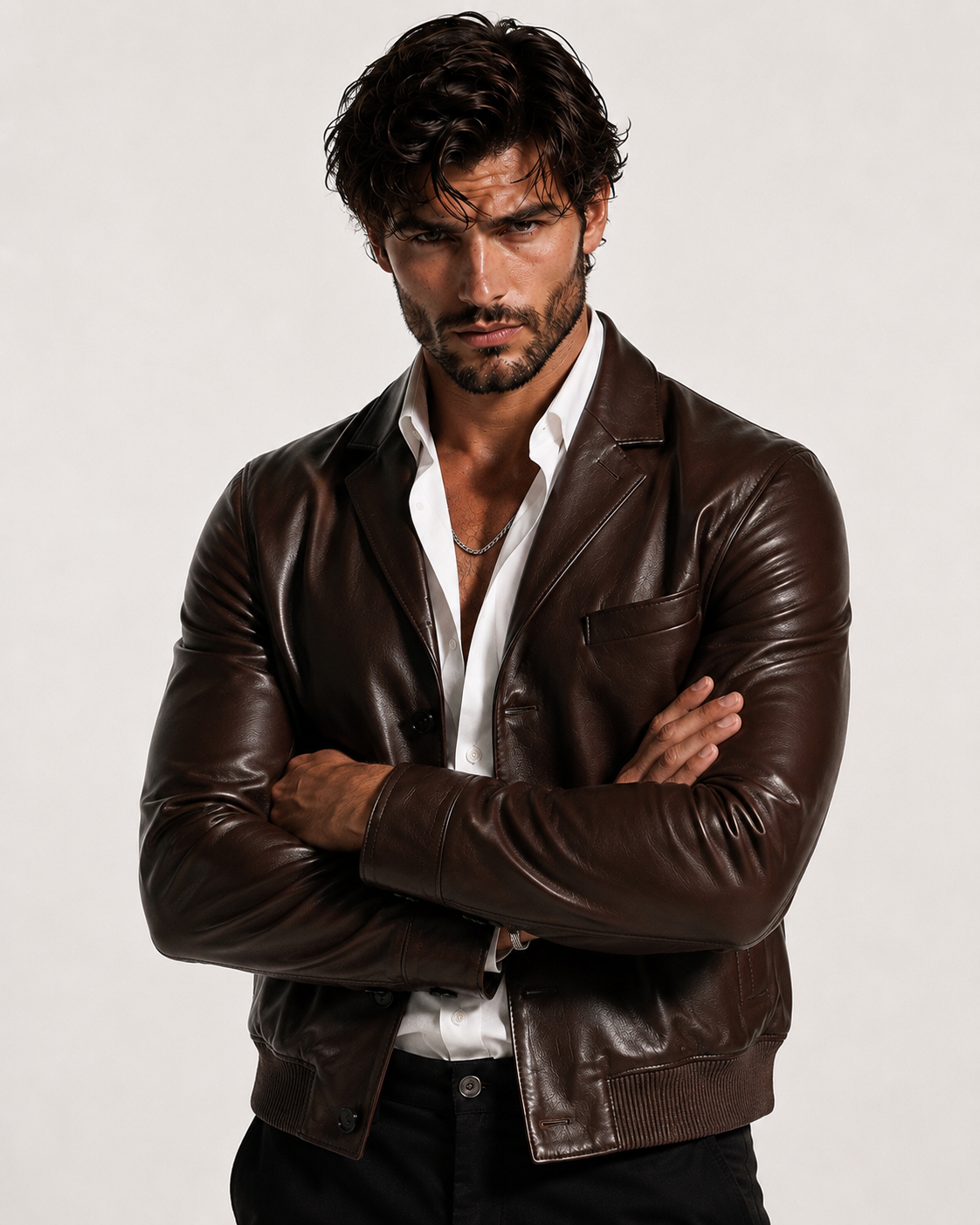 Brown Sheep Leather Bomber Jacket – Havaro by Daaran