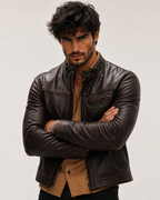Brown Sheep Leather Moto Racer Jacket – Stryker