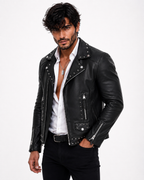 Midnight Rebel Black Leather Biker Jacket