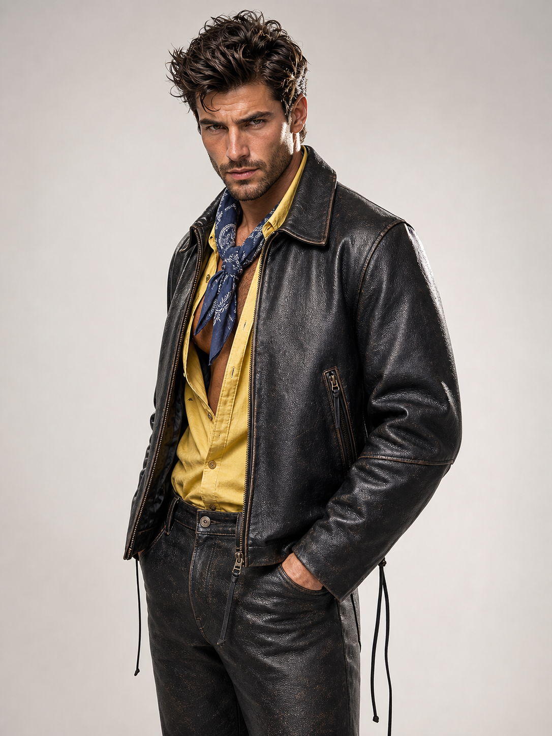 Velkar Distressed Black Sheepskin Leather Jacket