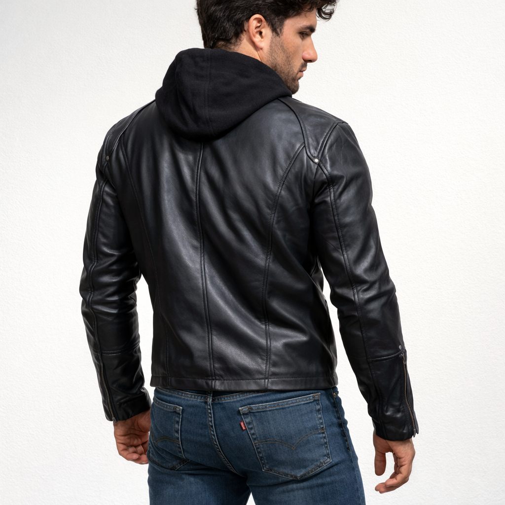 Midnight Rider Black Leather Moto Jacket