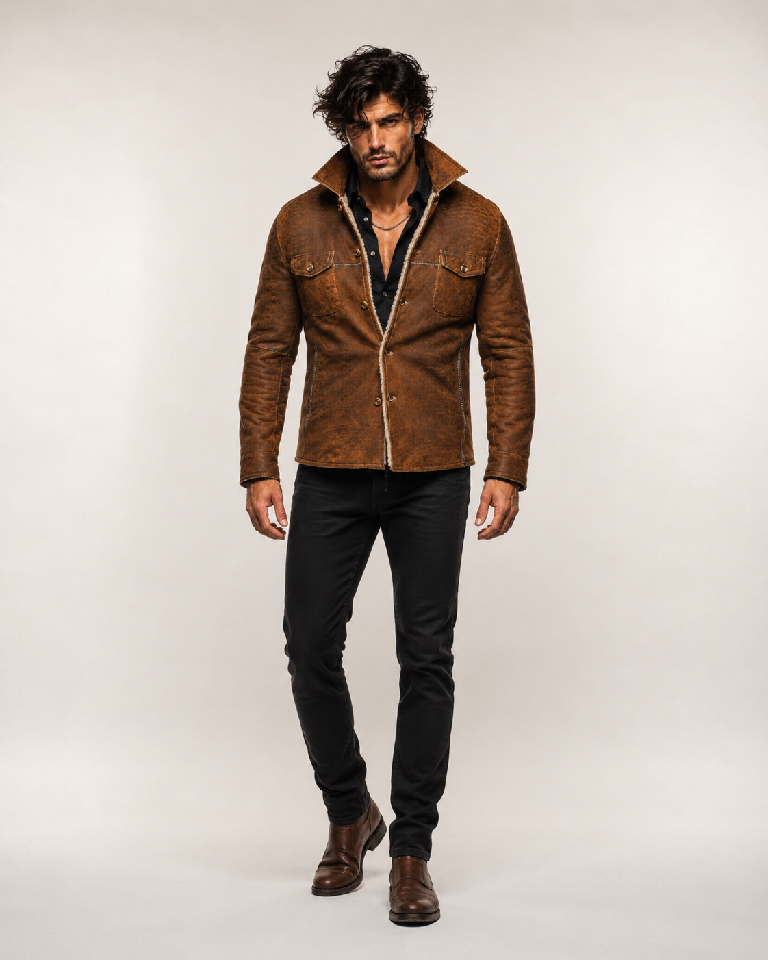 RustRidge Distressed Brown Suede Leather Jacket