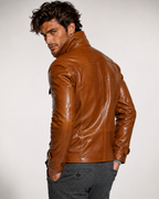 Arvell Handmade Cognac Sheep Leather Safari Field Jacket