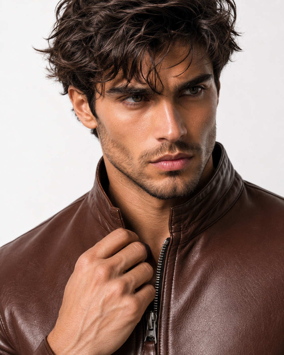 Dakota Luxe Brown Leather Biker Jacket