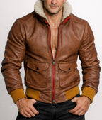 Aviator Valor Brown Suede Bomber Leather Jacket