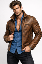 Talon Ridge Distressed Brown Leather Jacket