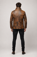 Korvane Brown Genuine Leather Blazer Jacket