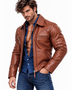 Royce Chestnut Brown Leather Jacket