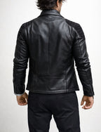 Raven Black leather biker jacket