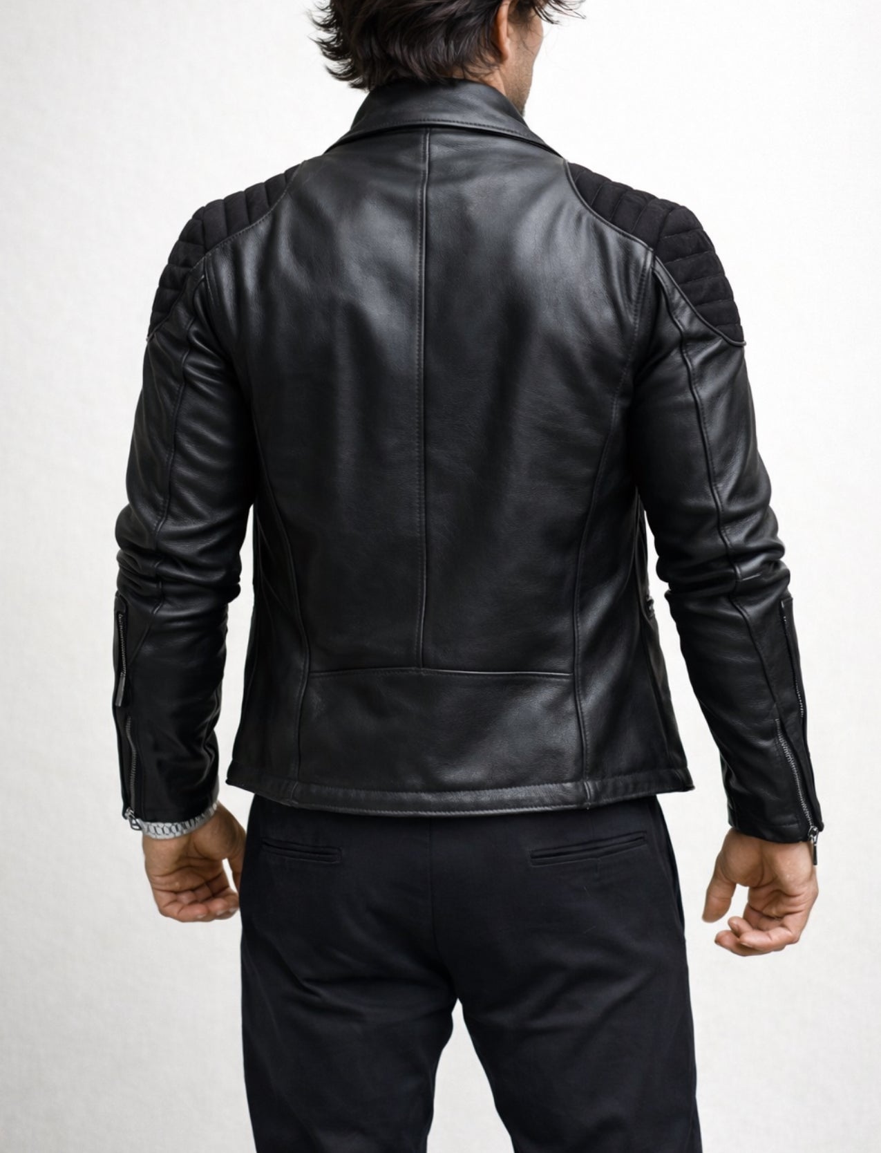 Raven Black leather biker jacket