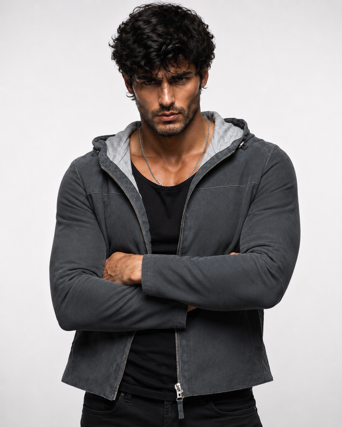 Elano Charcoal Gray Suede Leather Jacket