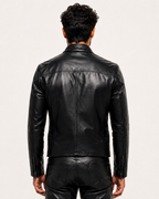 Carbon Axis Black Leather Biker Jacket