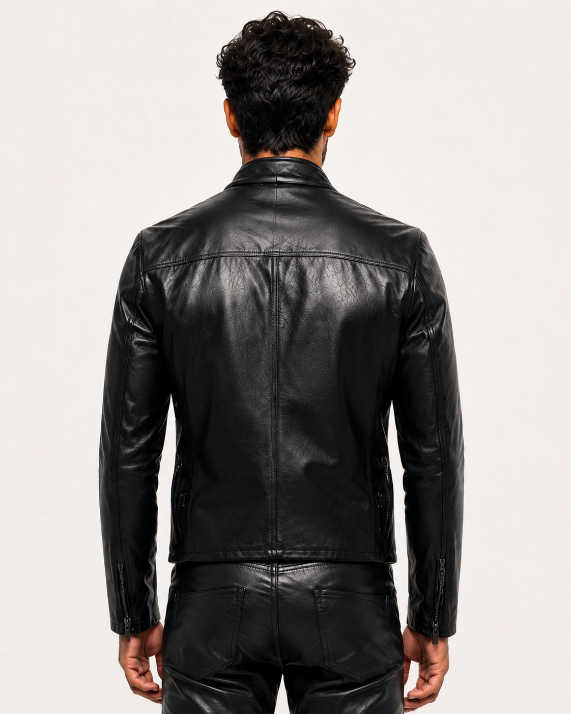 Carbon Axis Black Leather Biker Jacket
