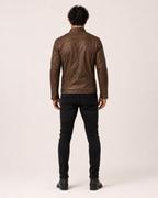Havoc Racer Distressed Brown Leather Cafe Racer Jacket