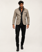 Sandsworn Beige Suede Blazer Leather Jacket